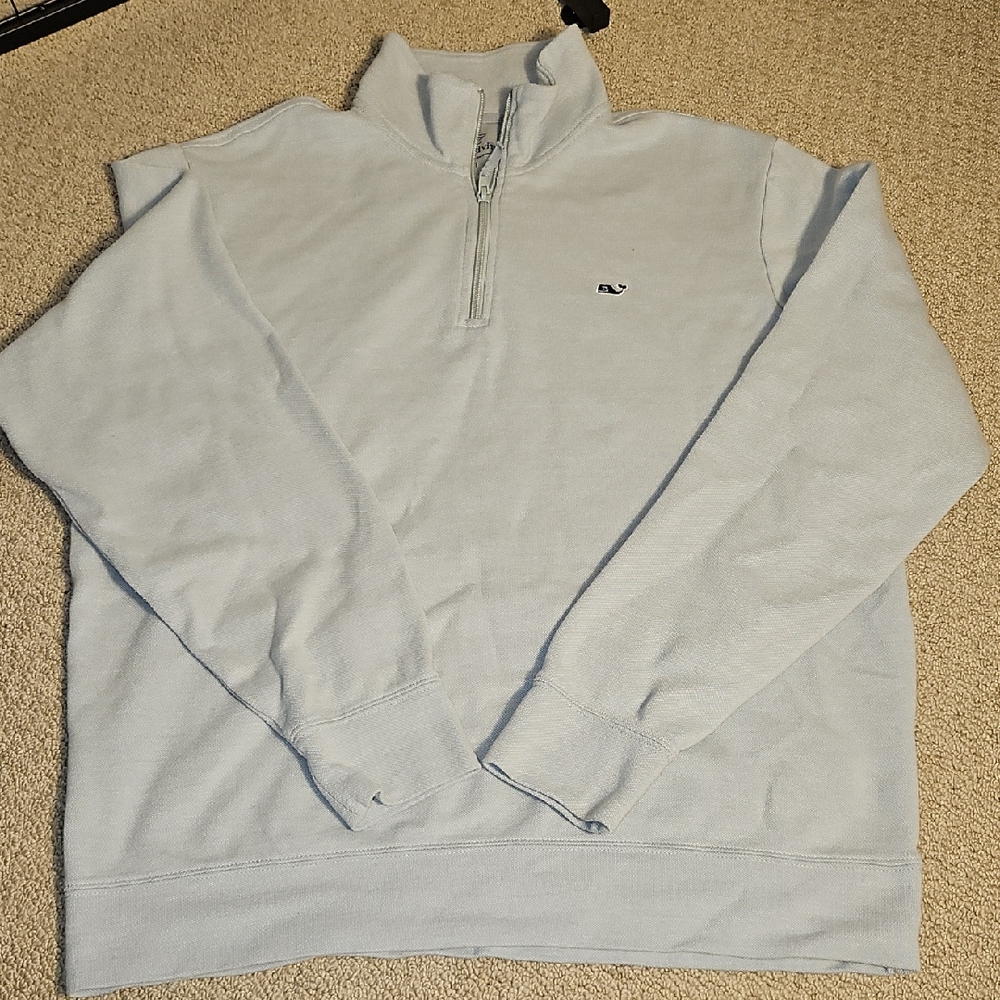 Vineyard Vines Y2K Men's Pale Blue Zip-Up Sweater
